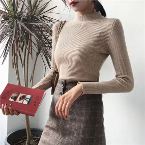 Knitted Turtleneck Sweater Casual Soft Jumper Long Sleeve