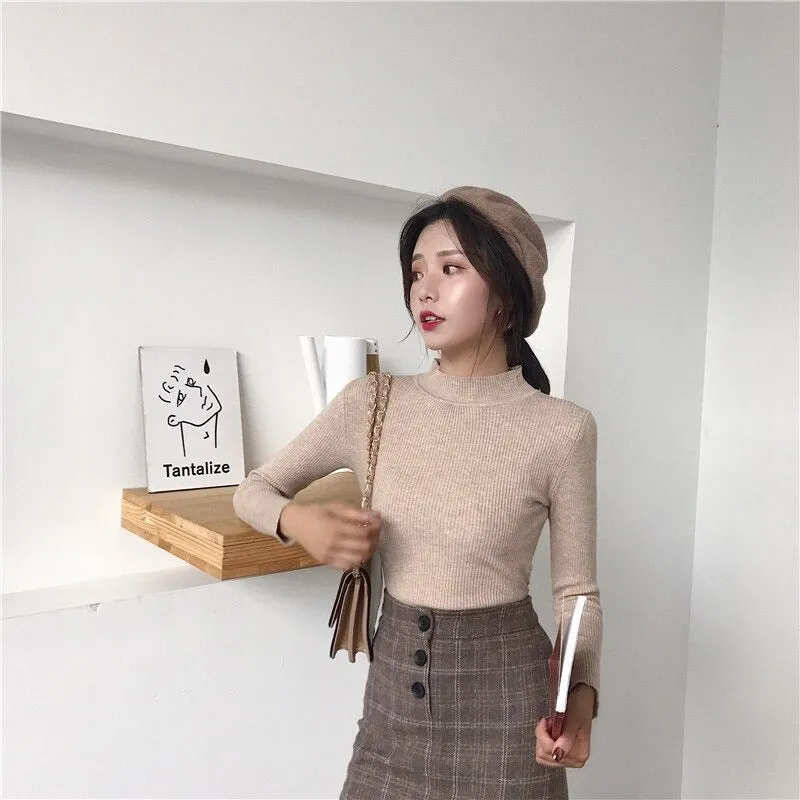 Knitted Turtleneck Sweater Casual Soft Jumper Long Sleeve