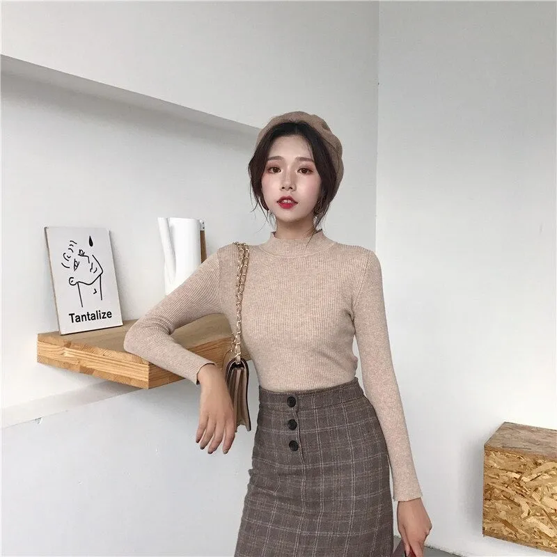 Knitted Turtleneck Sweater Casual Soft Jumper Long Sleeve