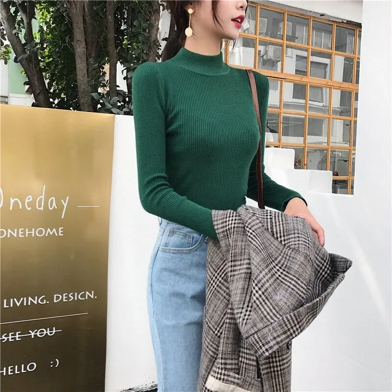 Knitted Turtleneck Sweater Casual Soft Jumper Long Sleeve