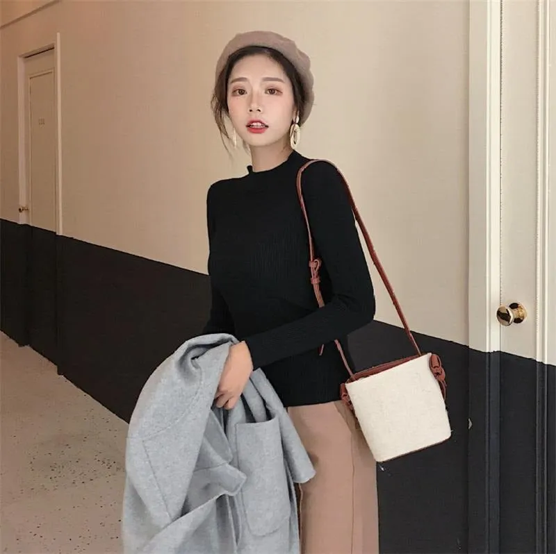 Knitted Turtleneck Sweater Casual Soft Jumper Long Sleeve