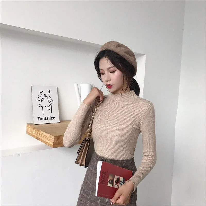 Knitted Turtleneck Sweater Casual Soft Jumper Long Sleeve