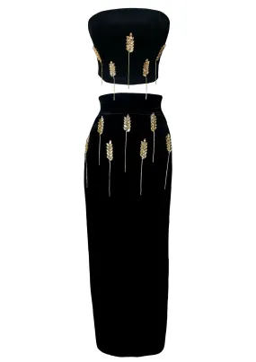 Kolos Satin Corset Top Midi Skirt Set