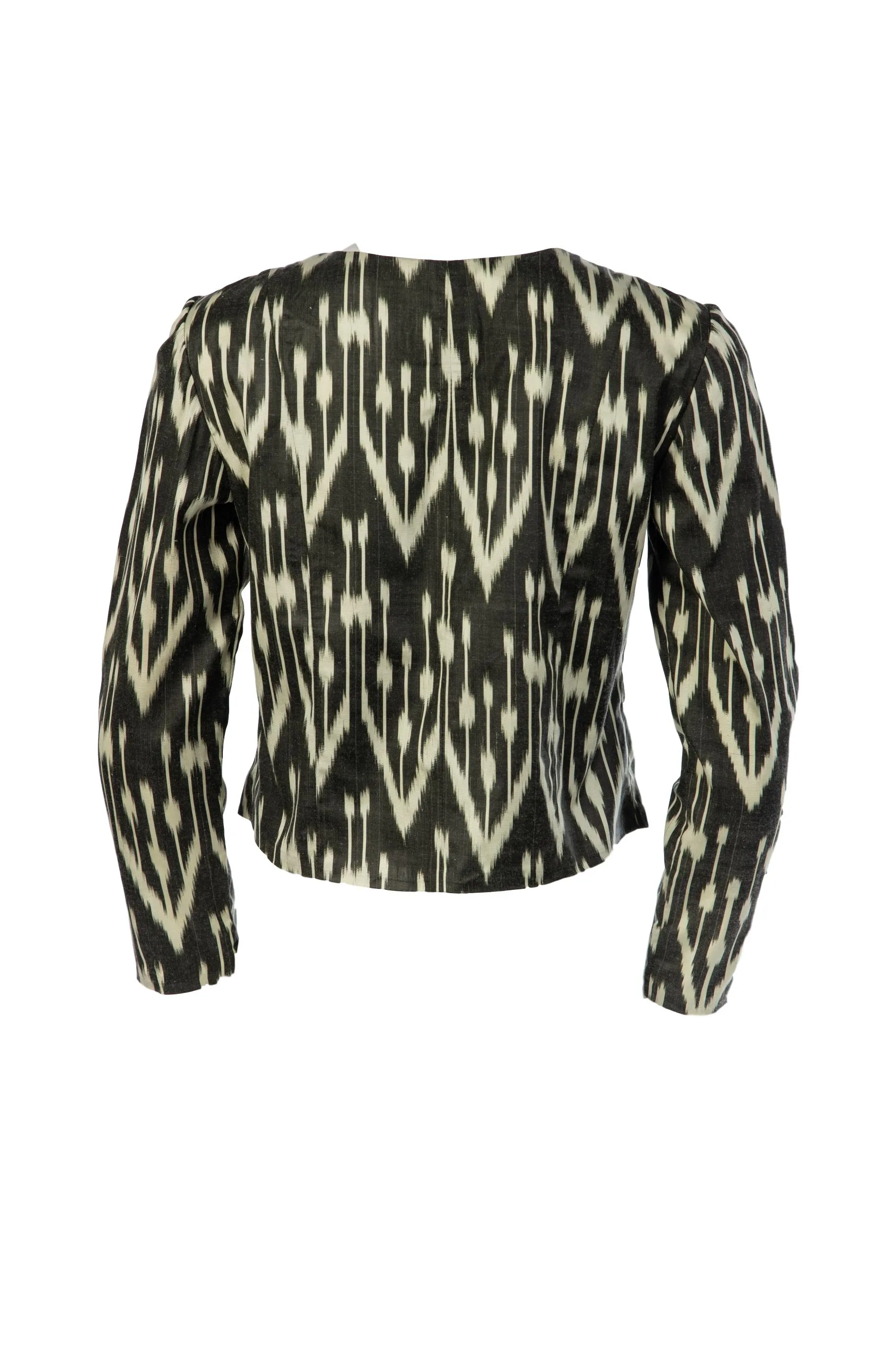 La Reine Silk Ikat Bolero Jacket - Black, White