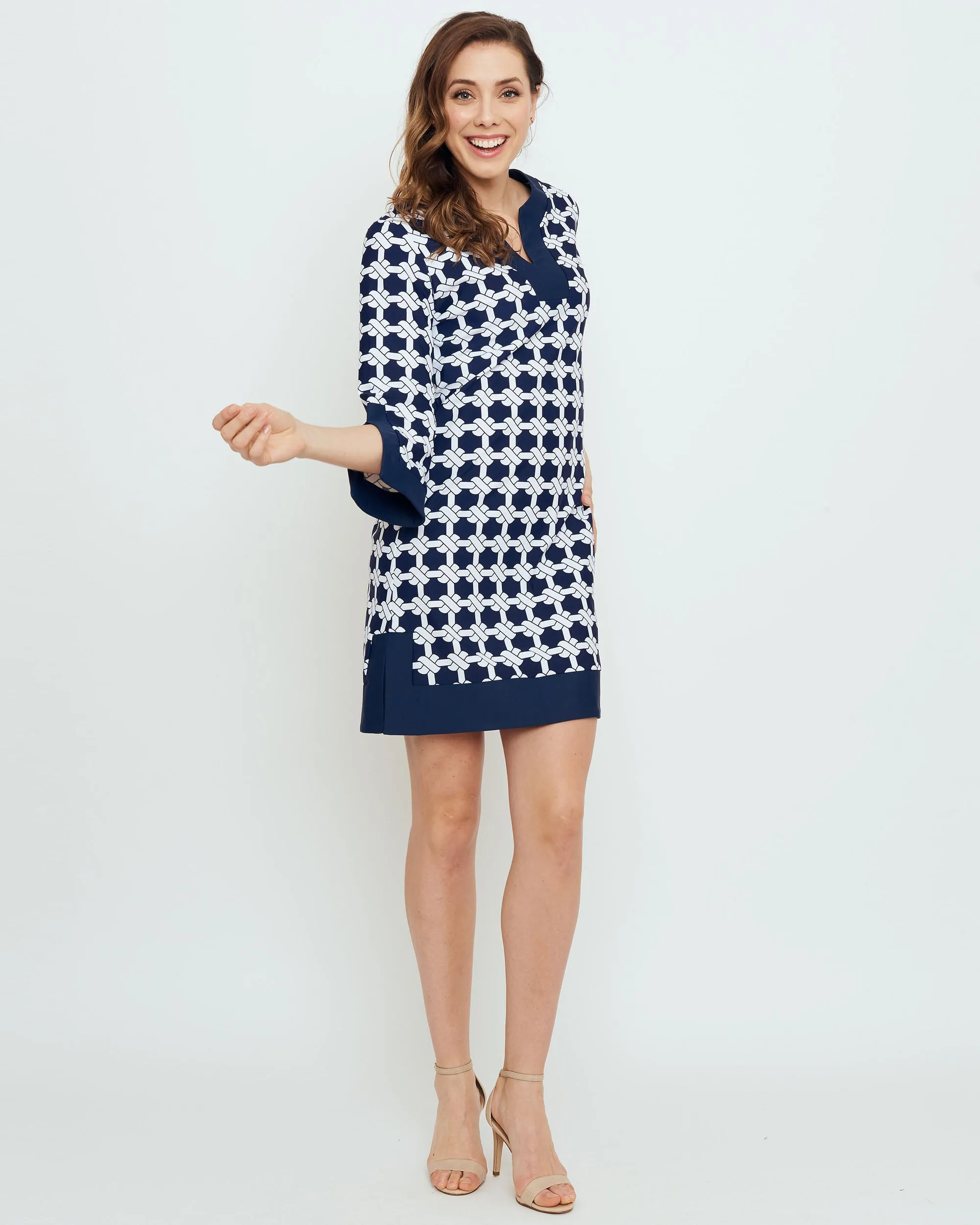 Lakena Tunic Dress in Navy Nautical Knots