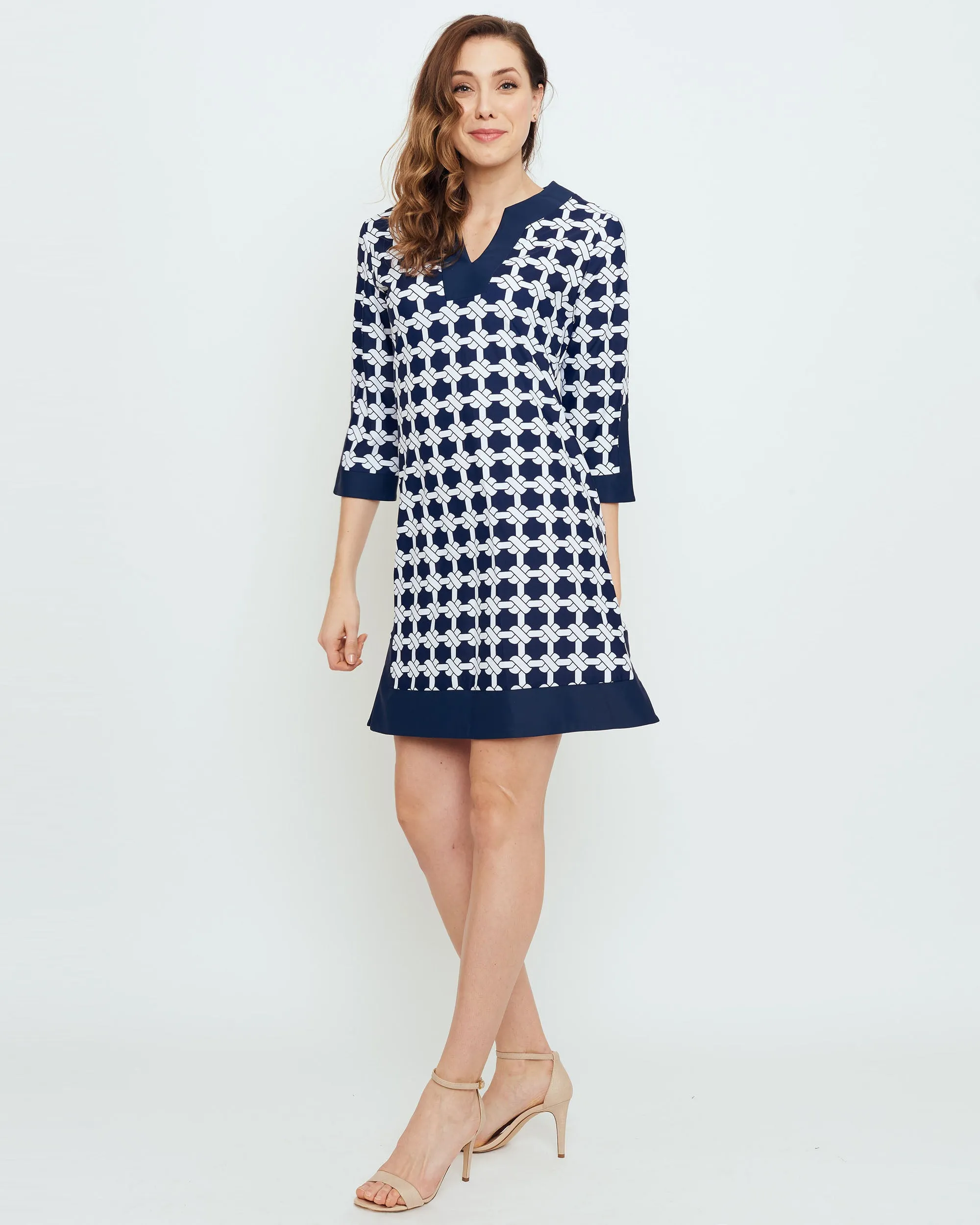 Lakena Tunic Dress in Navy Nautical Knots