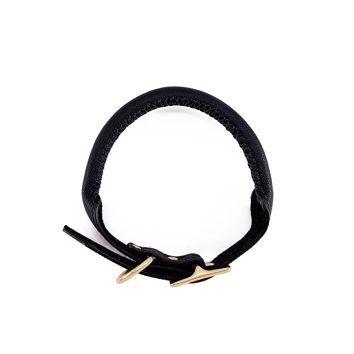 Lambert Rolled Leather Dog Collar Onyx