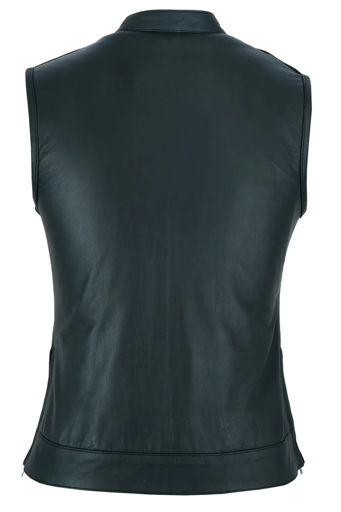 Leather Women's Premium Single Back Panel Concealment Vest