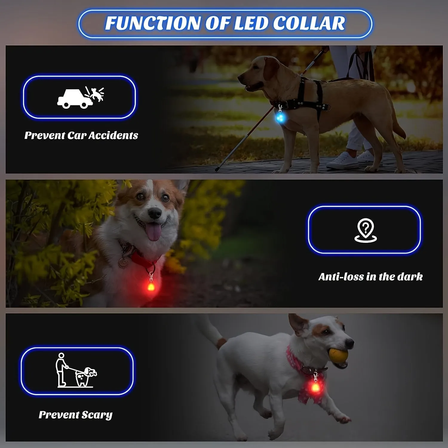 LED Pet Pendant Collar Illuminate Nighttime Walks Waterproof  Safe