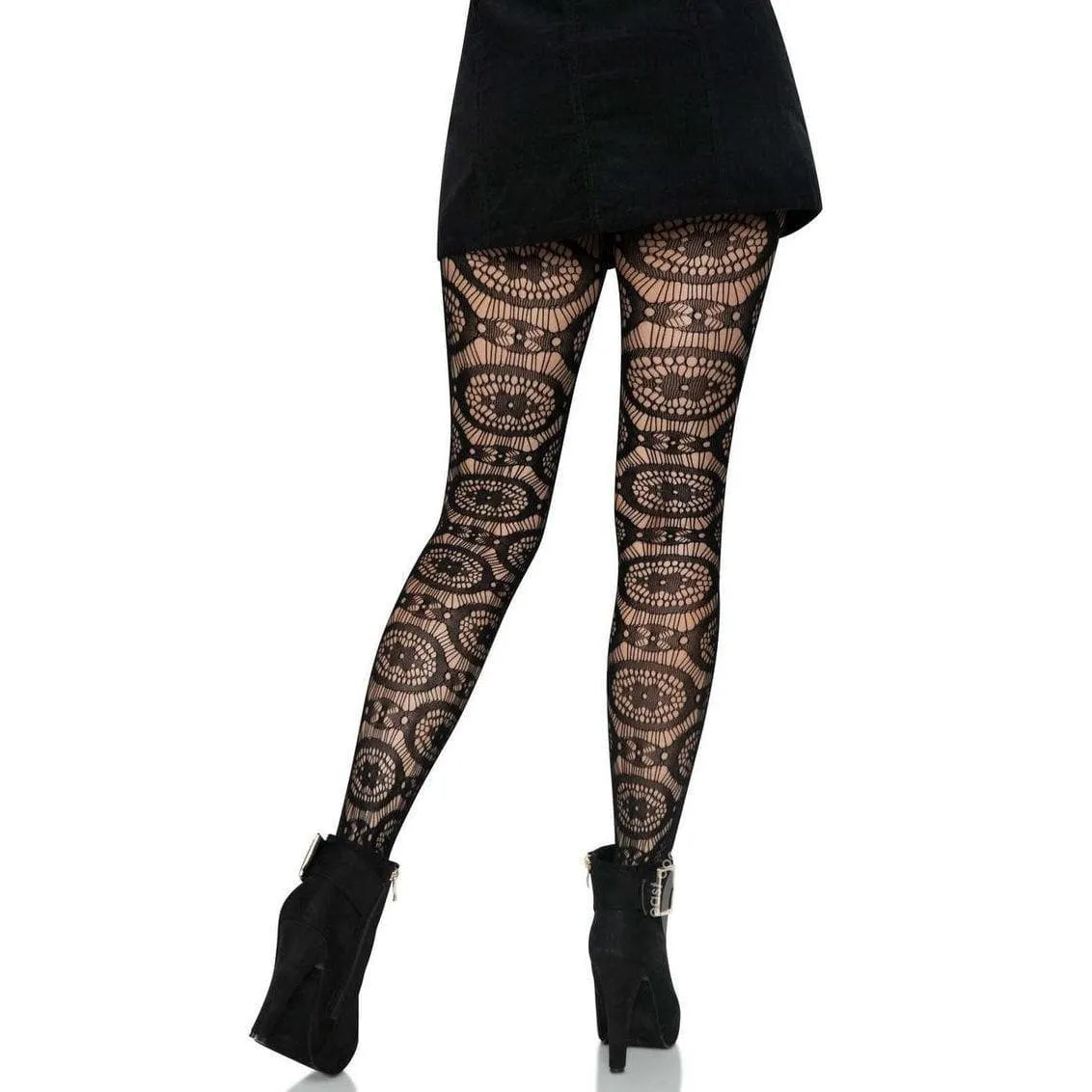 Leg Avenue Boho Crochet Net Tights Black