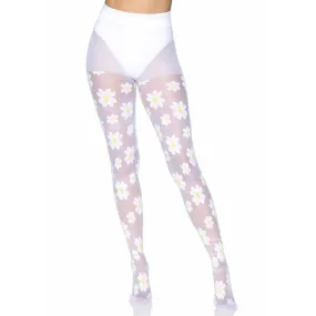 Leg Avenue Daisy Nylon Sheer Tights White