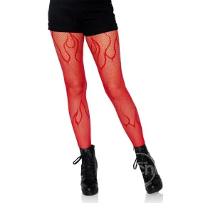 Leg Avenue Flame Net Tights Red