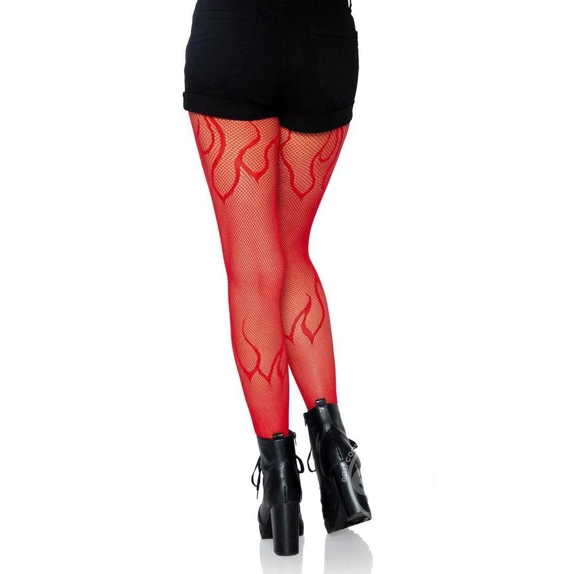 Leg Avenue Flame Net Tights Red