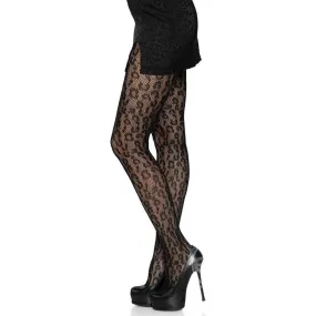 Leg Avenue Leopard Net Tights Black