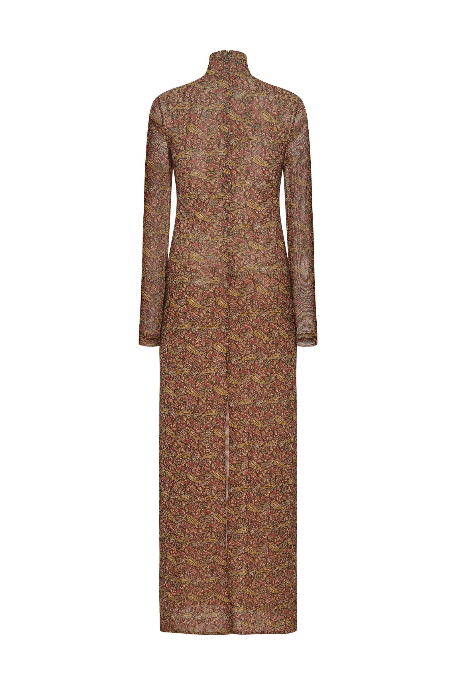 LONG SLEEVE TURTLENECK DRESS - PAISLEY MESH