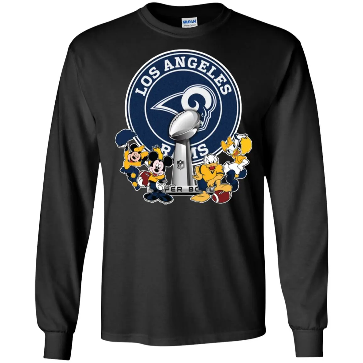 Los Angeles Rams Super Bowl 2019 Mickey Minnie Mouse Donald Daisy Duck Football Nfl Men Long Sleeve Shirt