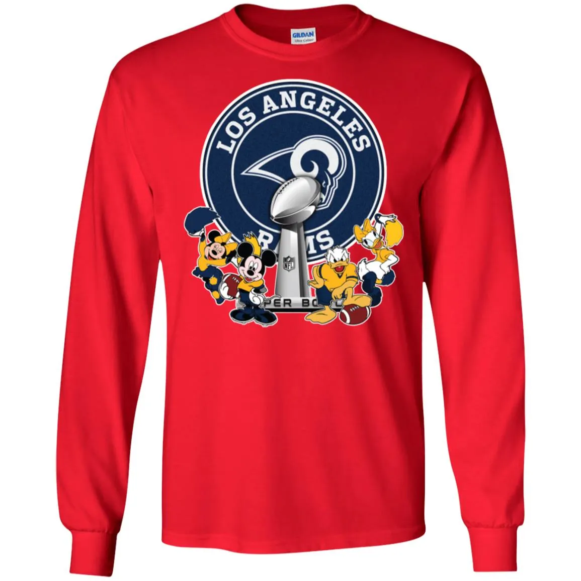 Los Angeles Rams Super Bowl 2019 Mickey Minnie Mouse Donald Daisy Duck Football Nfl Men Long Sleeve Shirt