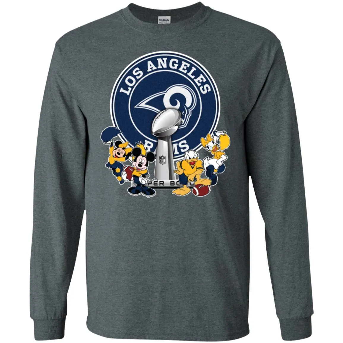 Los Angeles Rams Super Bowl 2019 Mickey Minnie Mouse Donald Daisy Duck Football Nfl Men Long Sleeve Shirt