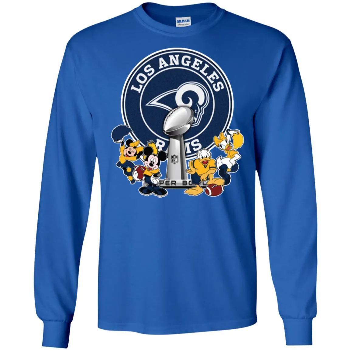 Los Angeles Rams Super Bowl 2019 Mickey Minnie Mouse Donald Daisy Duck Football Nfl Men Long Sleeve Shirt