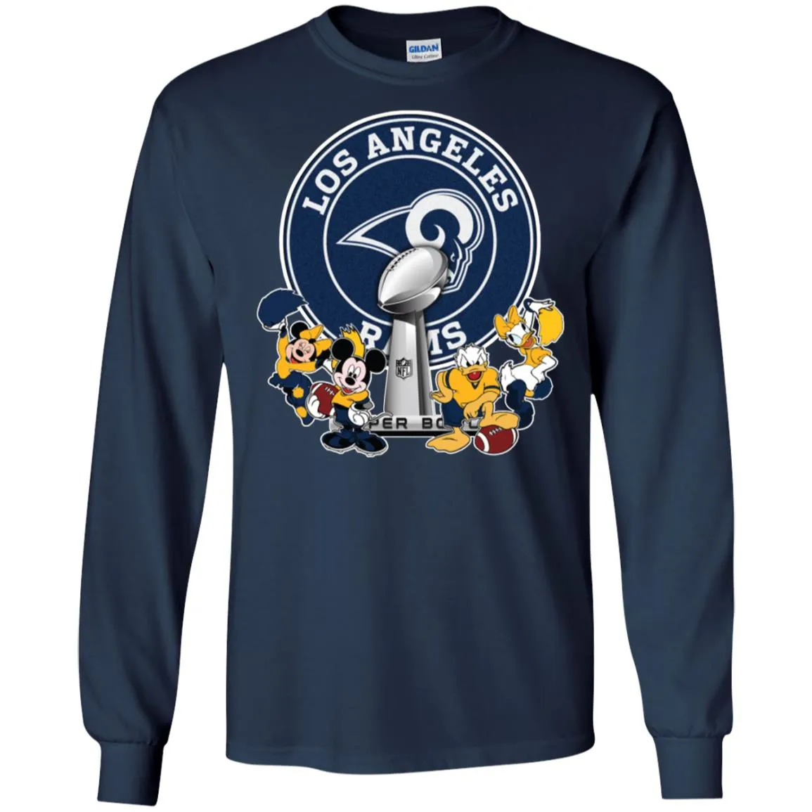 Los Angeles Rams Super Bowl 2019 Mickey Minnie Mouse Donald Daisy Duck Football Nfl Men Long Sleeve Shirt