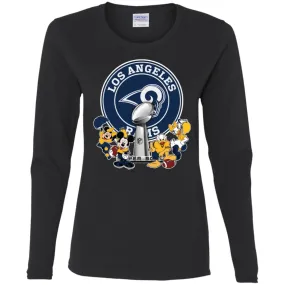 Los Angeles Rams Super Bowl 2019 Mickey Minnie Mouse Donald Daisy Duck Football Nfl Women Long Sleeve Shirt