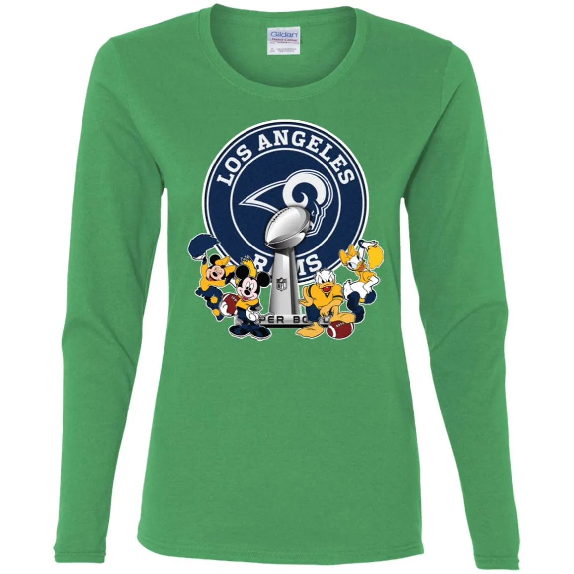 Los Angeles Rams Super Bowl 2019 Mickey Minnie Mouse Donald Daisy Duck Football Nfl Women Long Sleeve Shirt