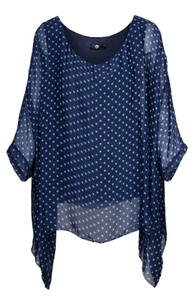 M Made in Italy - Polka Dot Flowy Tunic Plus Size