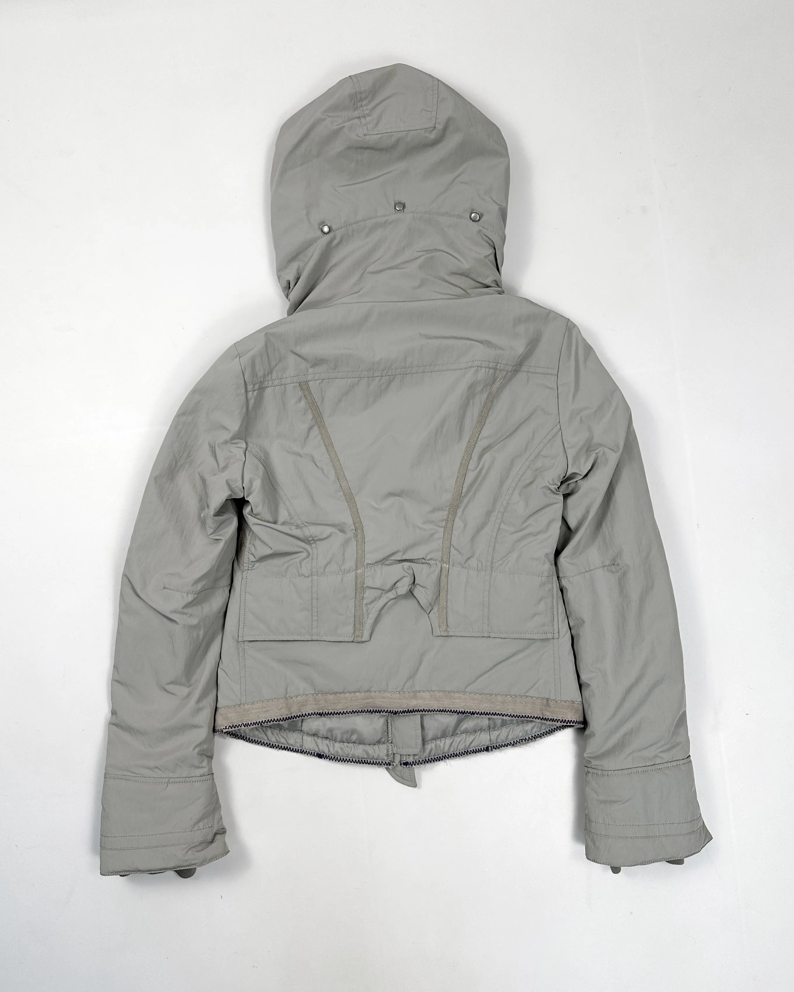 Marithé Francois Girbaud Light Grey Hooded Jacket 2000's