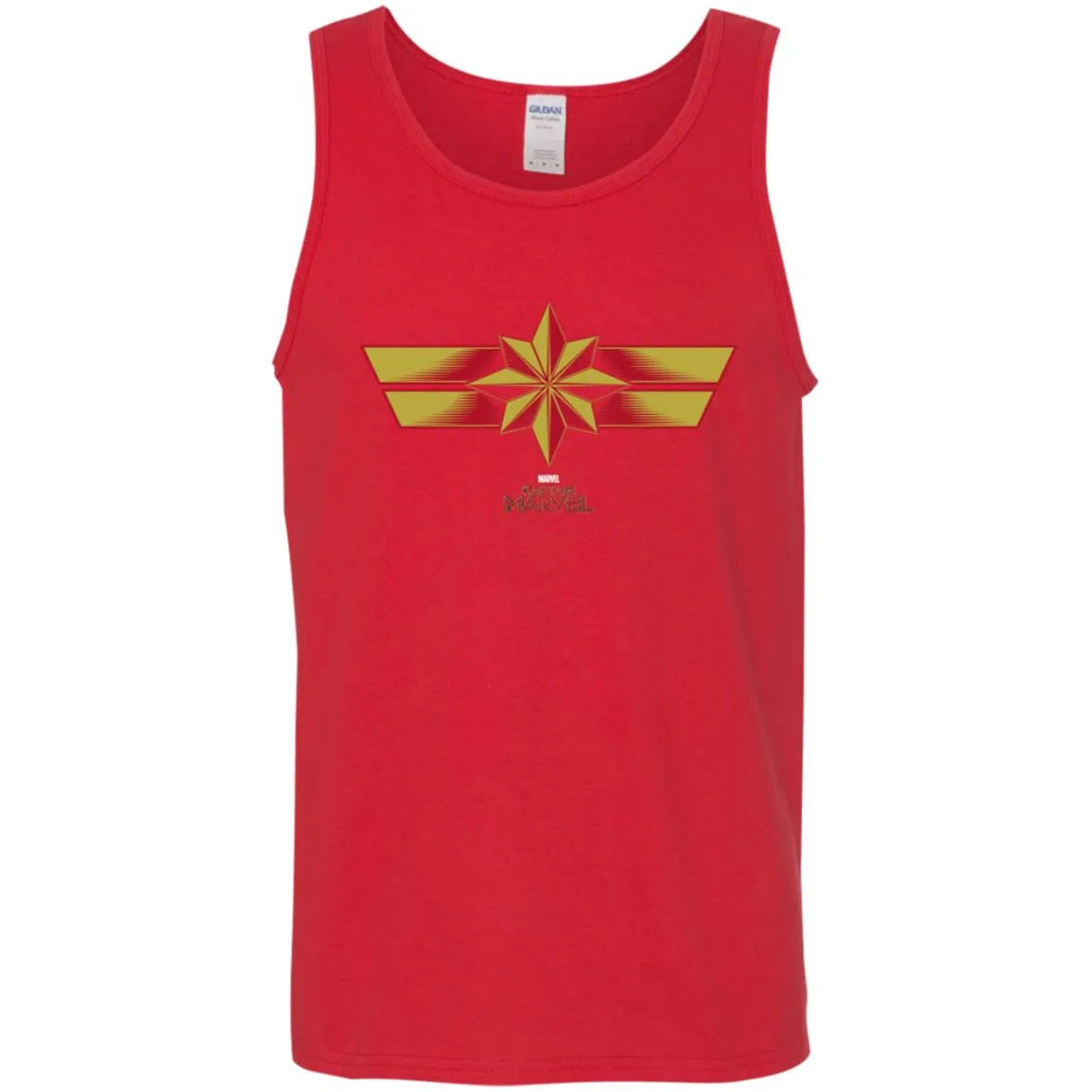 Marvel Captain Marvel Retro Red Yellow Logo Men Cotton Tank