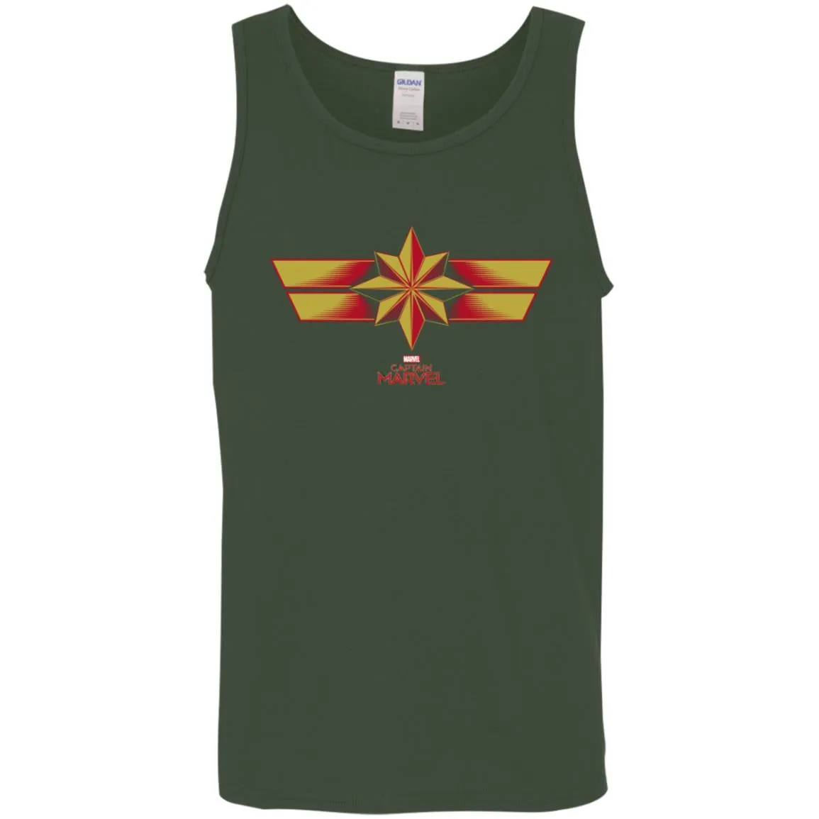 Marvel Captain Marvel Retro Red Yellow Logo Men Cotton Tank