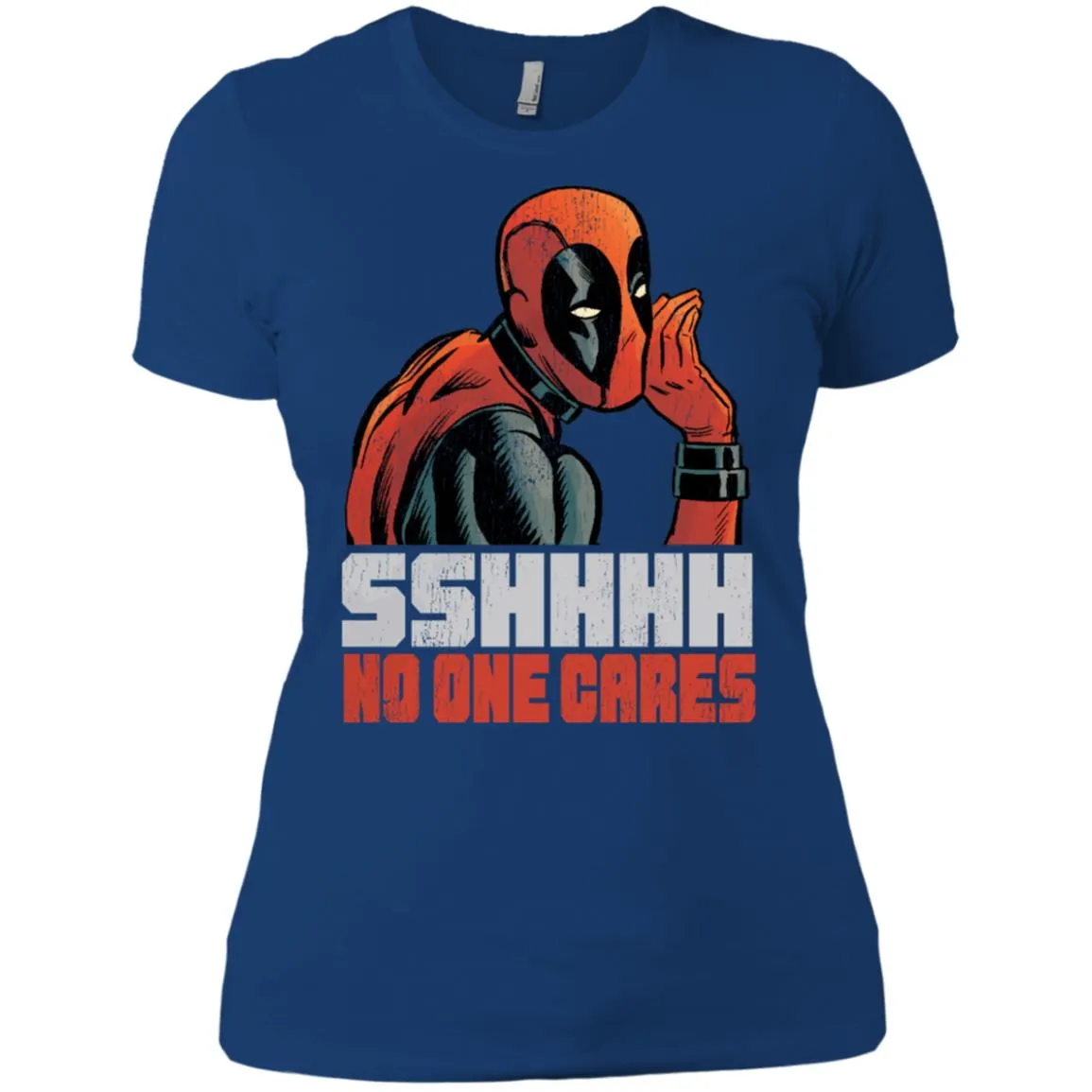 Marvel Deadpool Shhh No One Cares Whisper Women Cotton T-Shirt