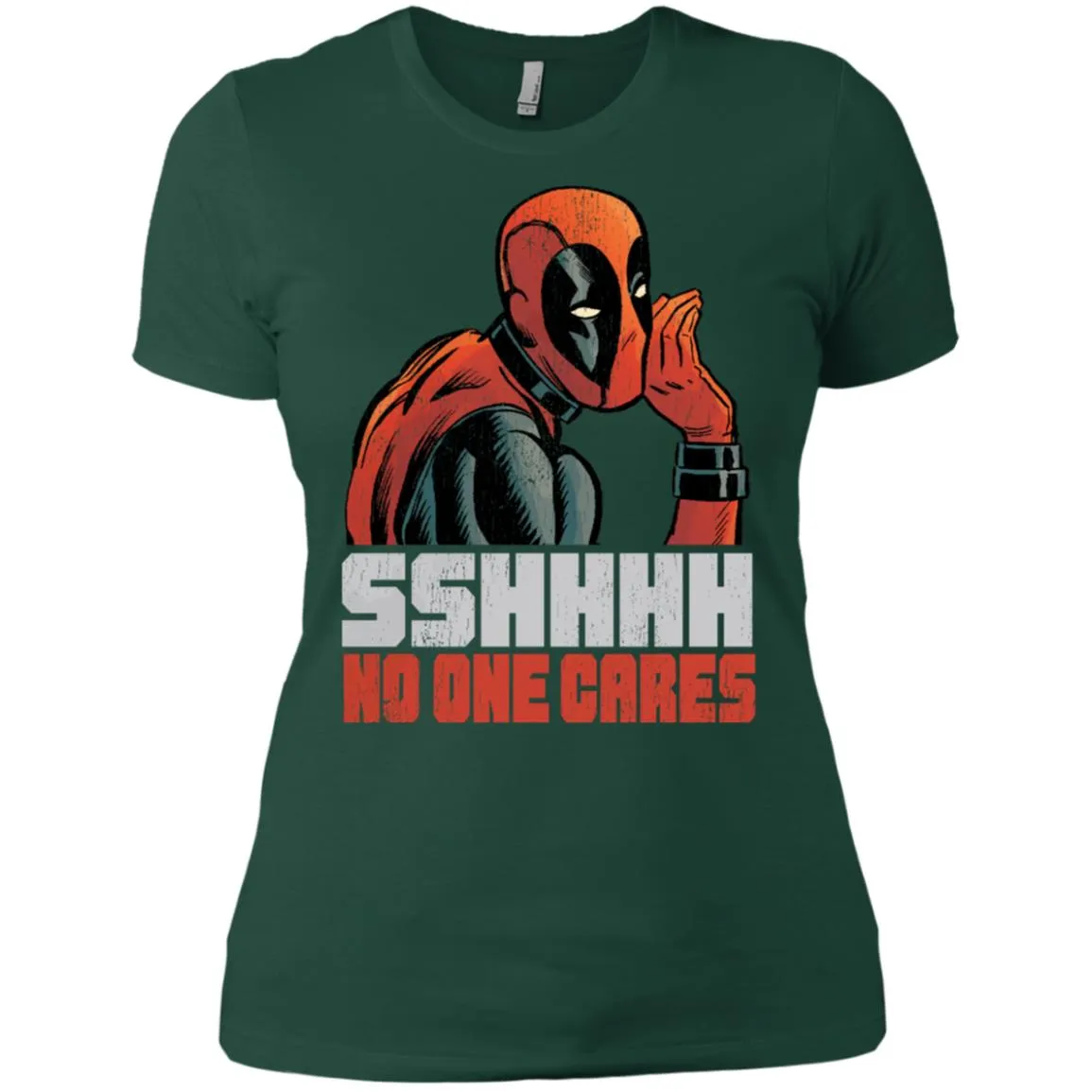 Marvel Deadpool Shhh No One Cares Whisper Women Cotton T-Shirt