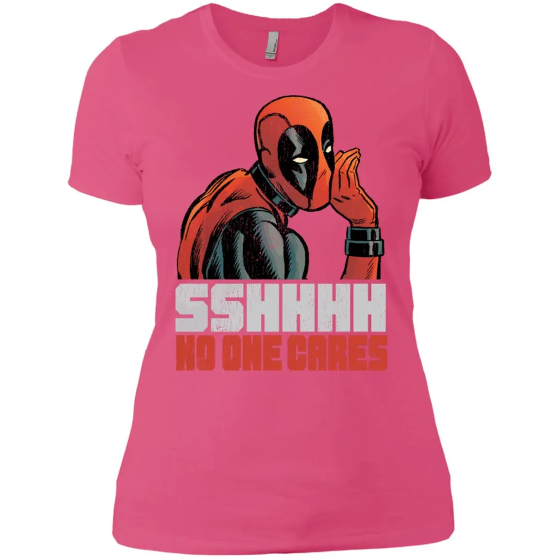 Marvel Deadpool Shhh No One Cares Whisper Women Cotton T-Shirt