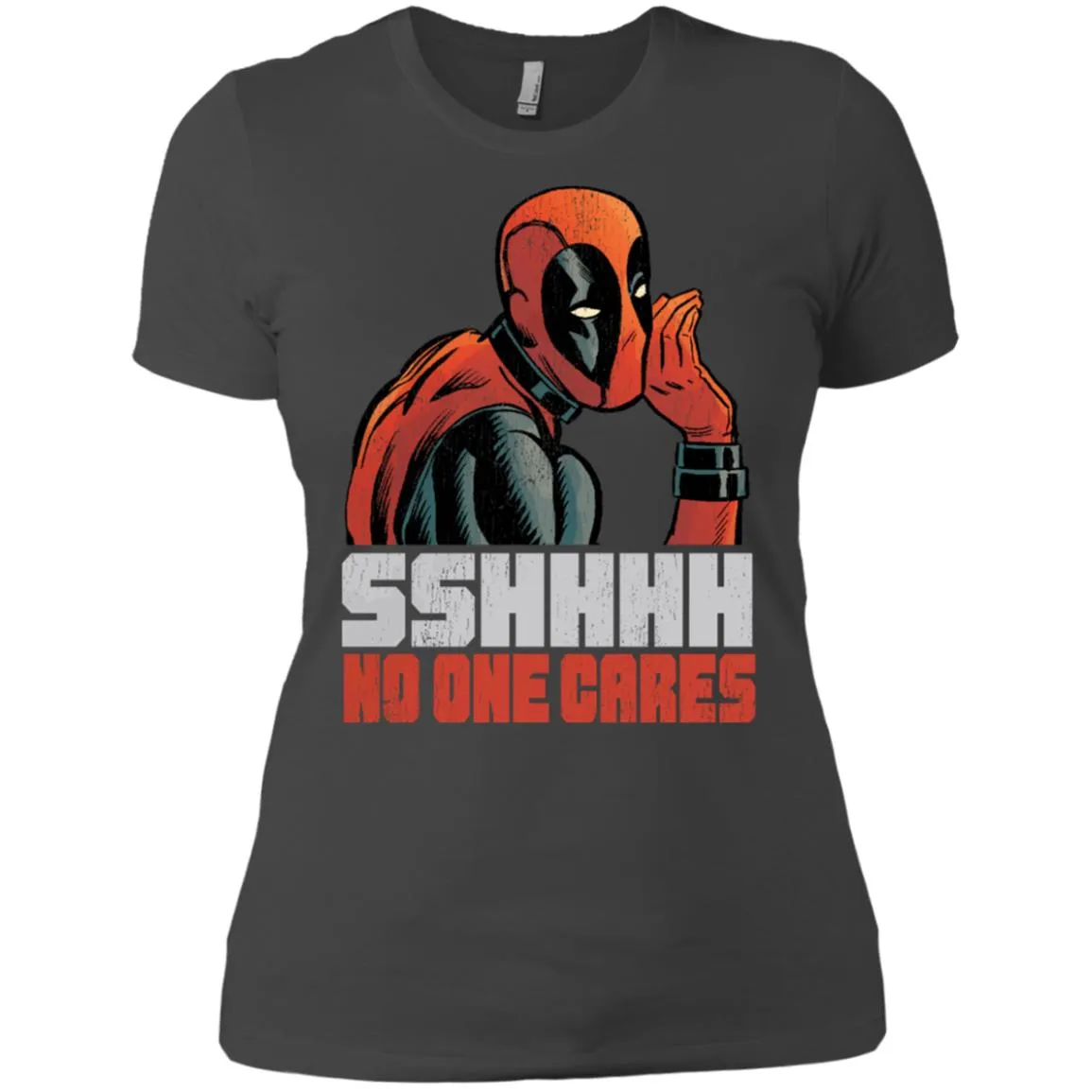 Marvel Deadpool Shhh No One Cares Whisper Women Cotton T-Shirt