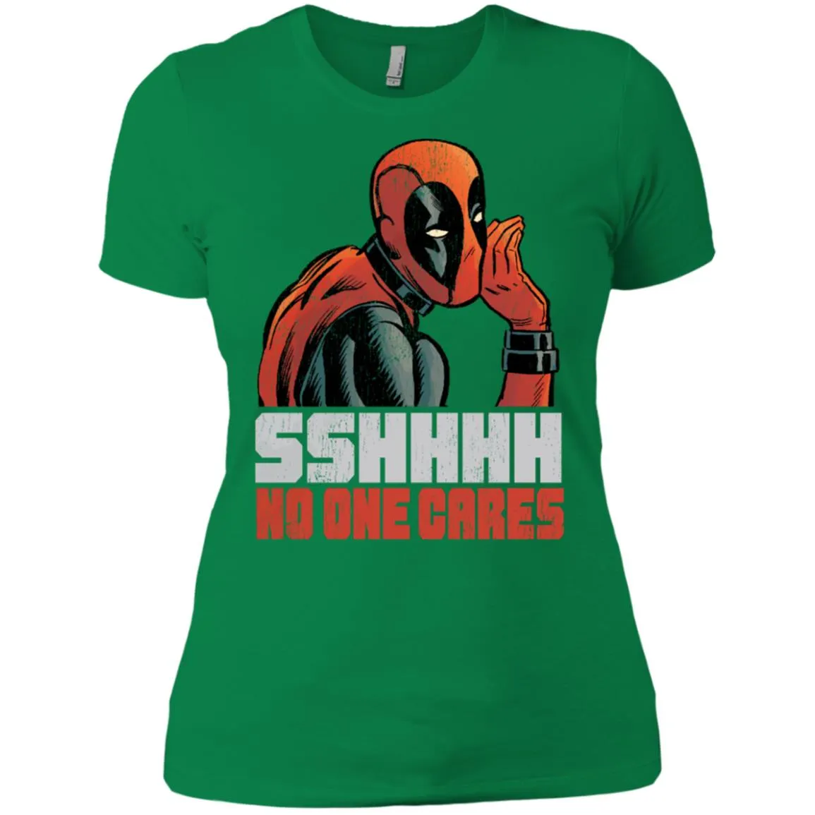 Marvel Deadpool Shhh No One Cares Whisper Women Cotton T-Shirt