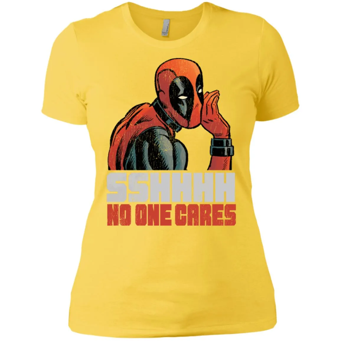 Marvel Deadpool Shhh No One Cares Whisper Women Cotton T-Shirt