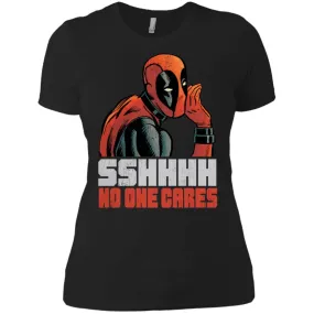 Marvel Deadpool Shhh No One Cares Whisper Women Cotton T-Shirt