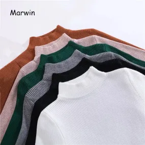 Marwin New-coming Autumn Winter Turtleneck Pullovers Sweaters Primer shirt long sleeve Short Korean Slim-fit tight sweater