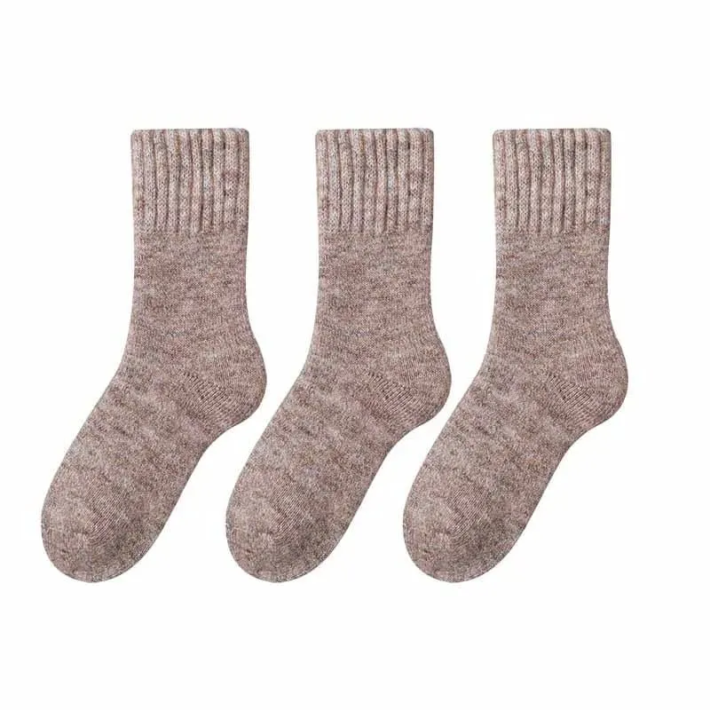 Merino Wool Socks for Women - Luxury Winter Thick Cashmere Blend - 25cm Length - 3pcs Pack