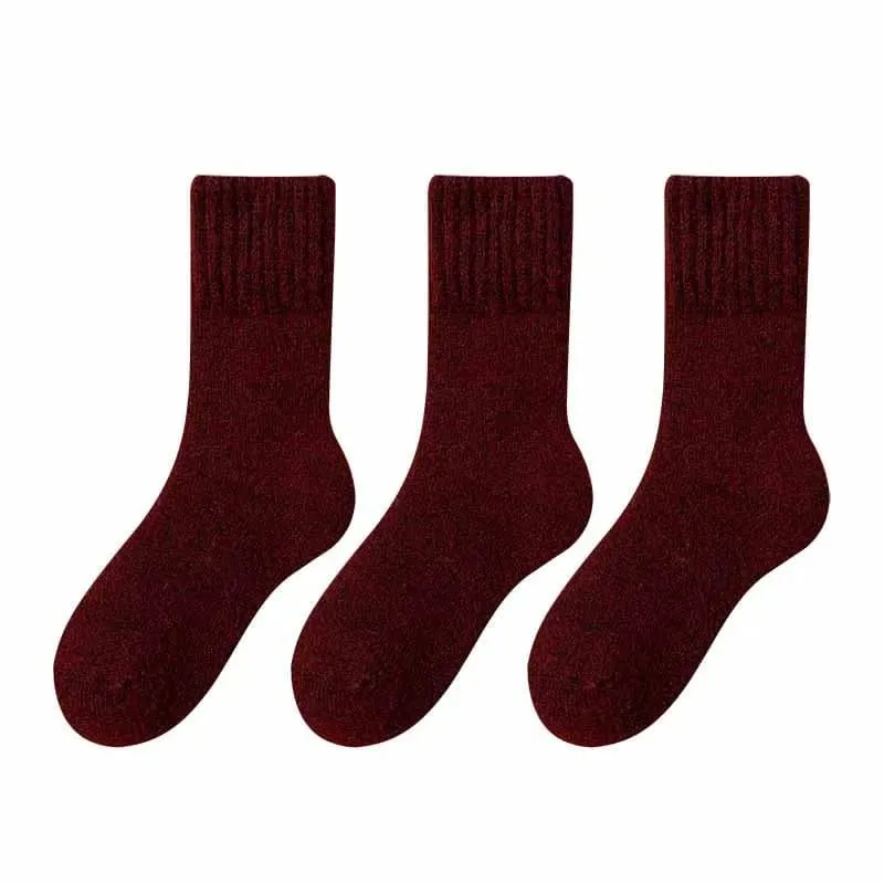 Merino Wool Socks for Women - Luxury Winter Thick Cashmere Blend - 25cm Length - 3pcs Pack