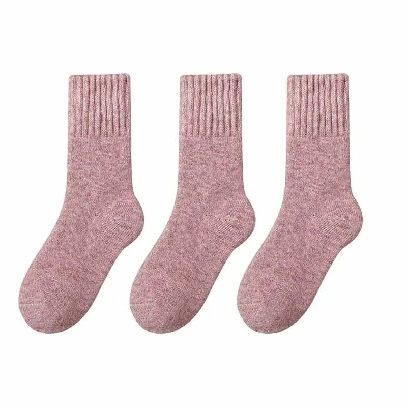 Merino Wool Socks for Women - Luxury Winter Thick Cashmere Blend - 25cm Length - 3pcs Pack