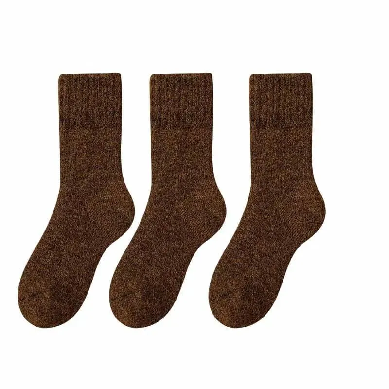 Merino Wool Socks for Women - Luxury Winter Thick Cashmere Blend - 25cm Length - 3pcs Pack