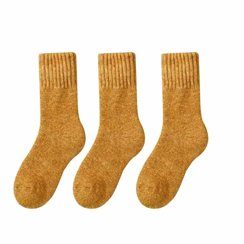 Merino Wool Socks for Women - Luxury Winter Thick Cashmere Blend - 25cm Length - 3pcs Pack