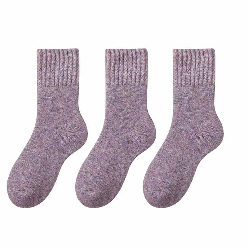 Merino Wool Socks for Women - Luxury Winter Thick Cashmere Blend - 25cm Length - 3pcs Pack