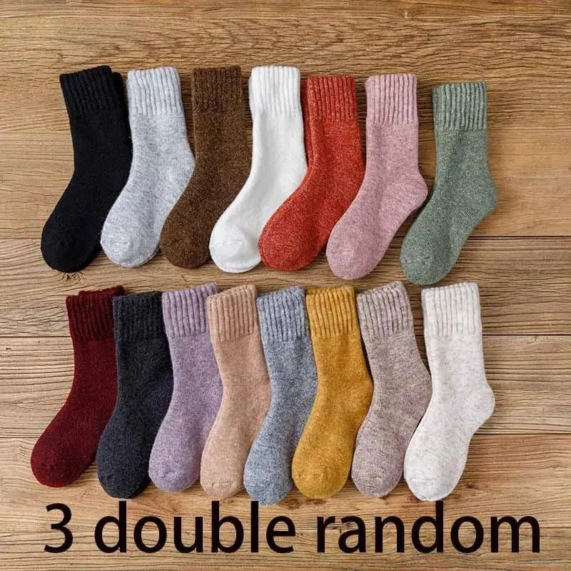 Merino Wool Socks for Women - Luxury Winter Thick Cashmere Blend - 25cm Length - 3pcs Pack