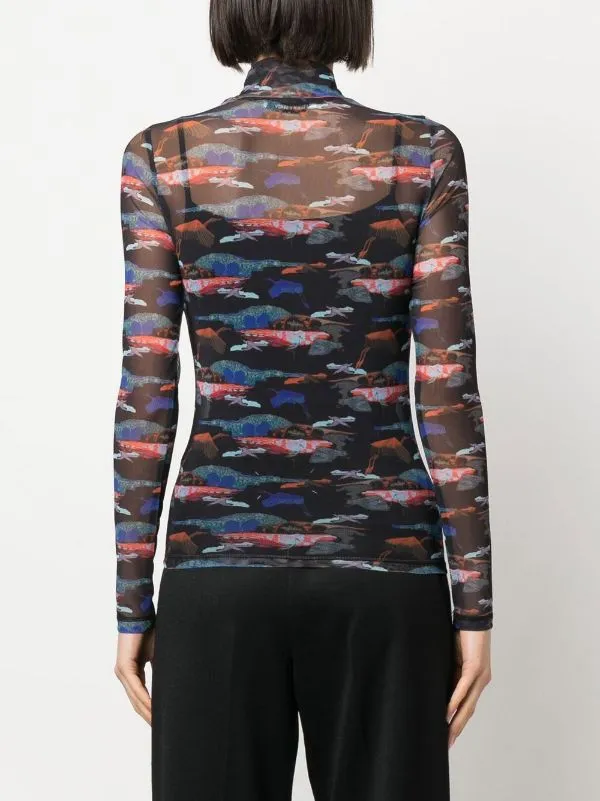 Mesh Turtleneck - Black Blue Birdie