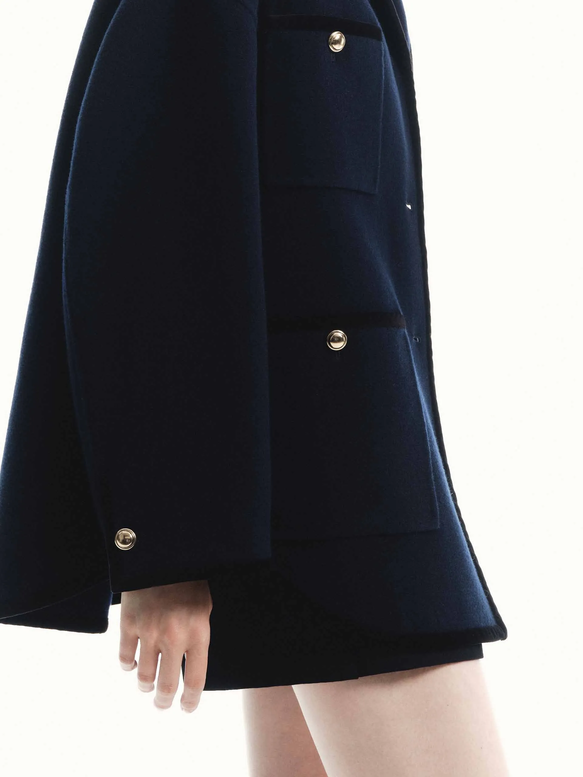 Metallic Button Wool Coat