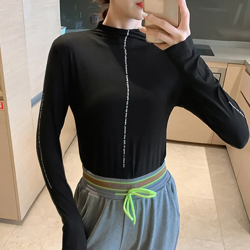 Minimalist Women's T Shirt Turtleneck Slim Less Is More Korean Shirts For Women 2020 Autumn Large Size Fashion