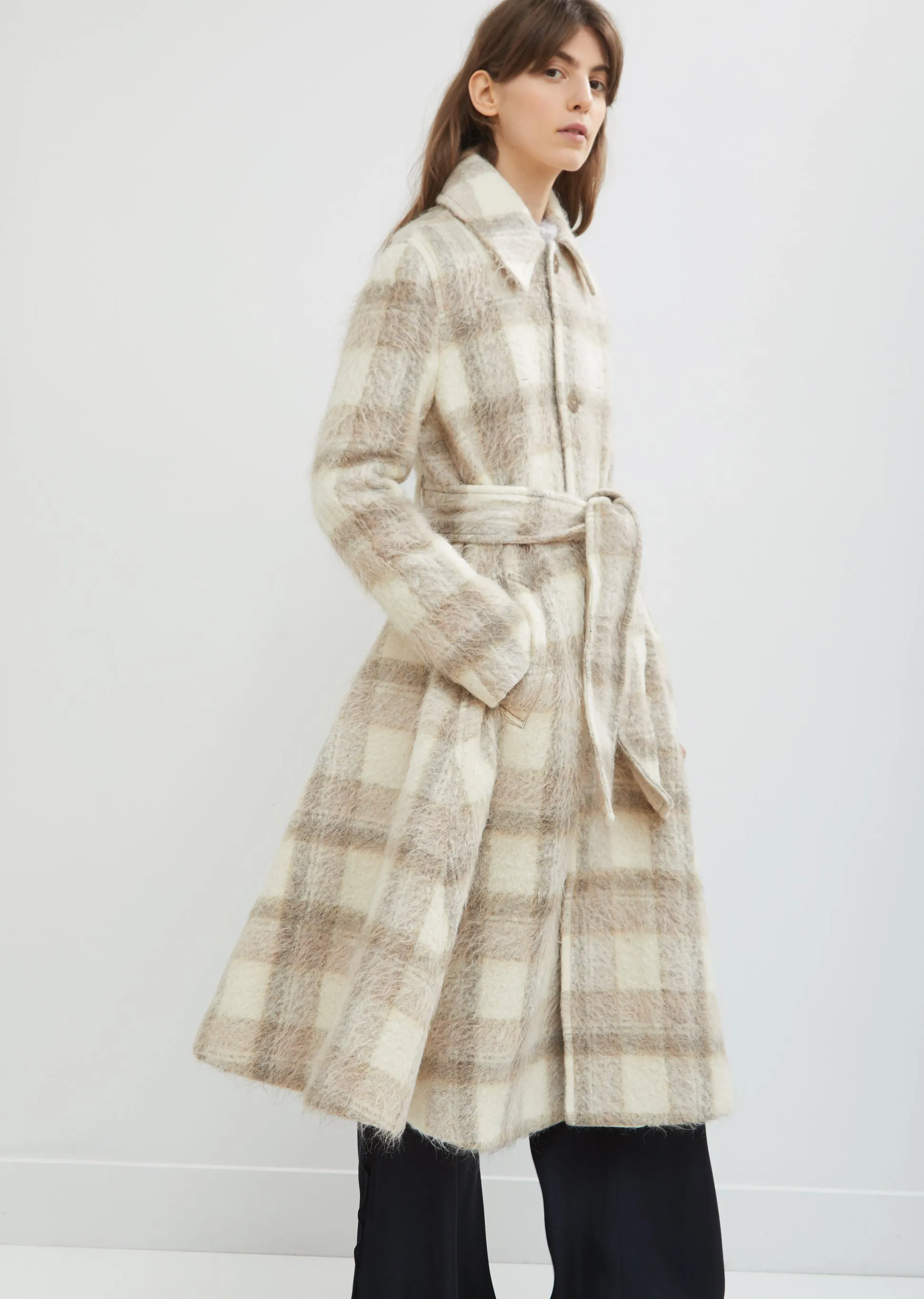 Mohair Alpaca Check Coat