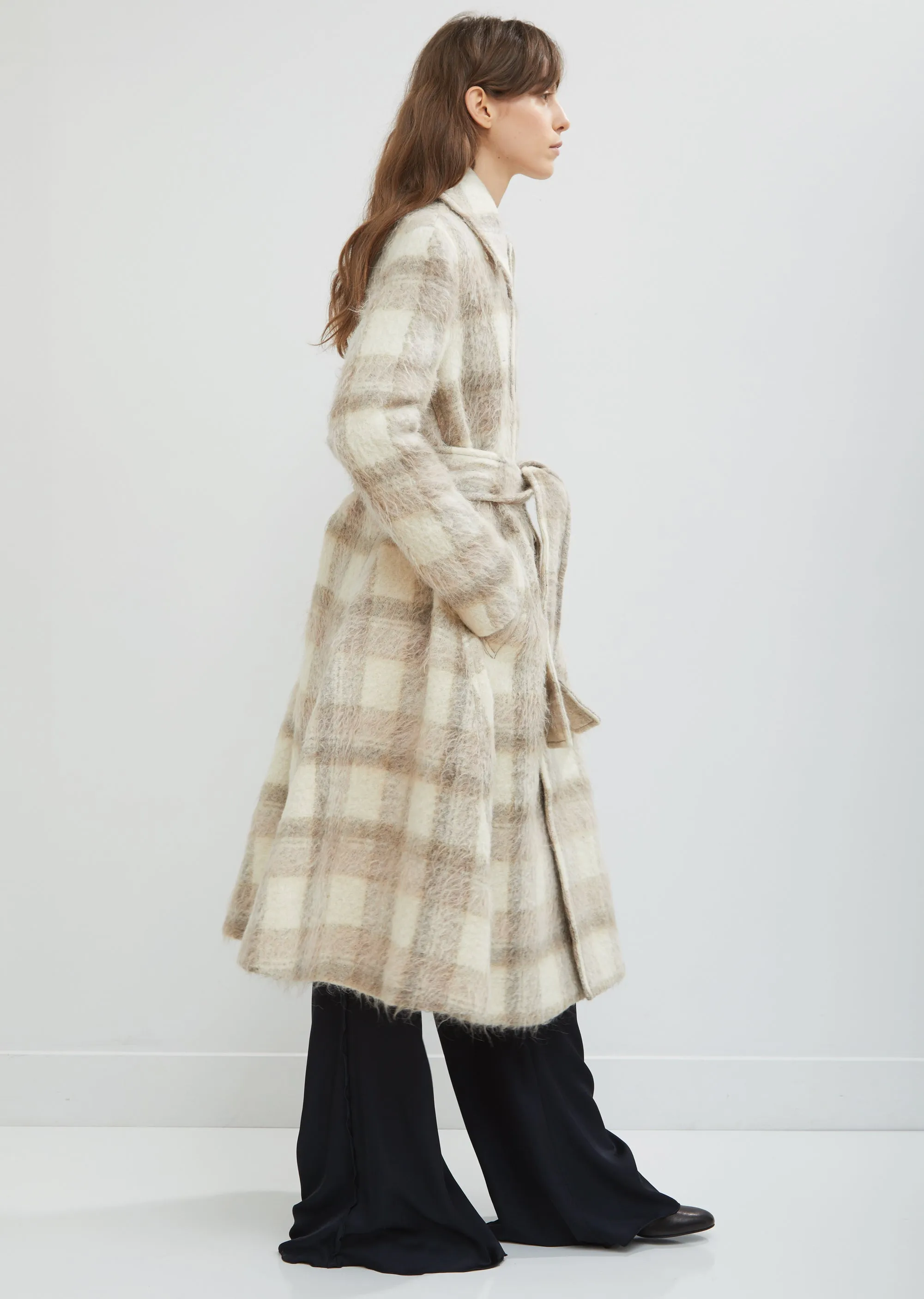 Mohair Alpaca Check Coat